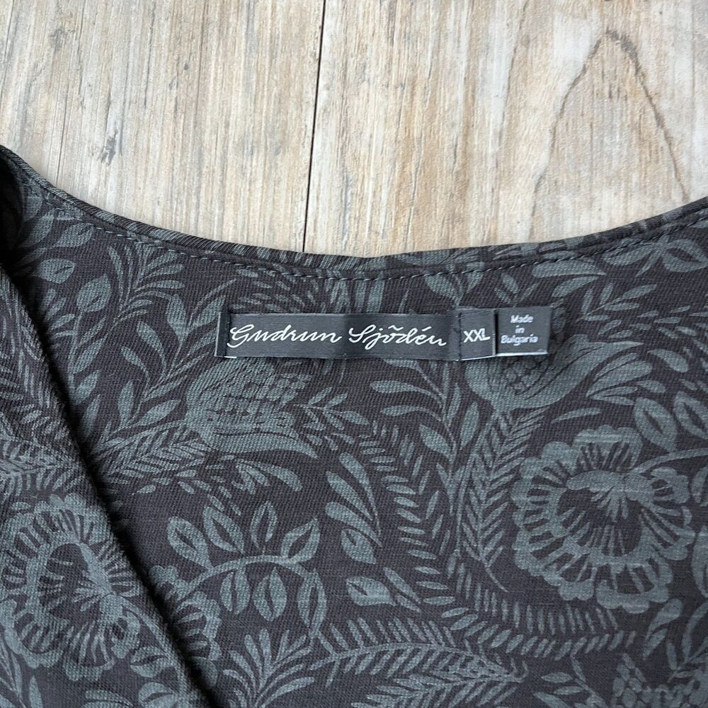 Gudrun Sjoden SZ XXL 100% Organic Cotton Embroidered Black Grey Tunic Dress - Picture 4 of 8